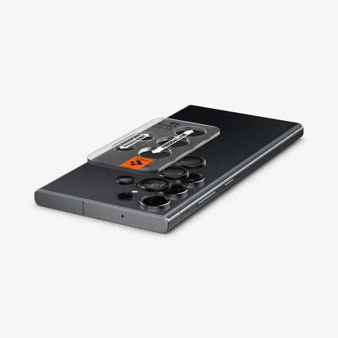 AGL05950 - Galaxy S23 Ultra EZ Fit Optik Pro Lens Protector in black showing the device